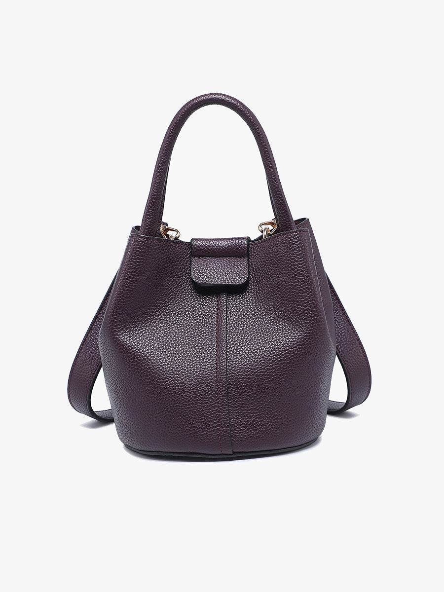 Farrah Vegan Leather Bucket Bag w/ Top Handle & Inner Bag (2 Colors)