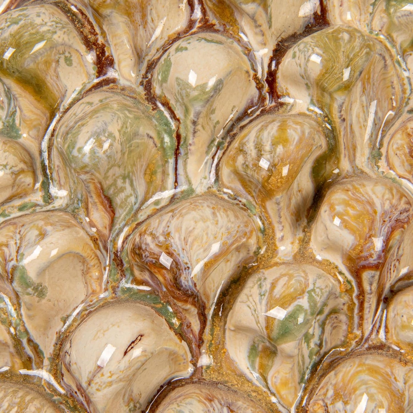 15.75” Terra-Cotta Artichoke Finial w/ Green & Cream Reactive Glaze