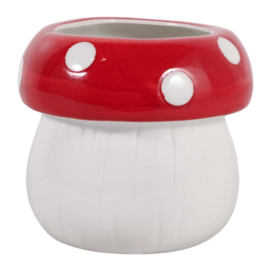 Red & White Toadstool-Shaped Planter Pot