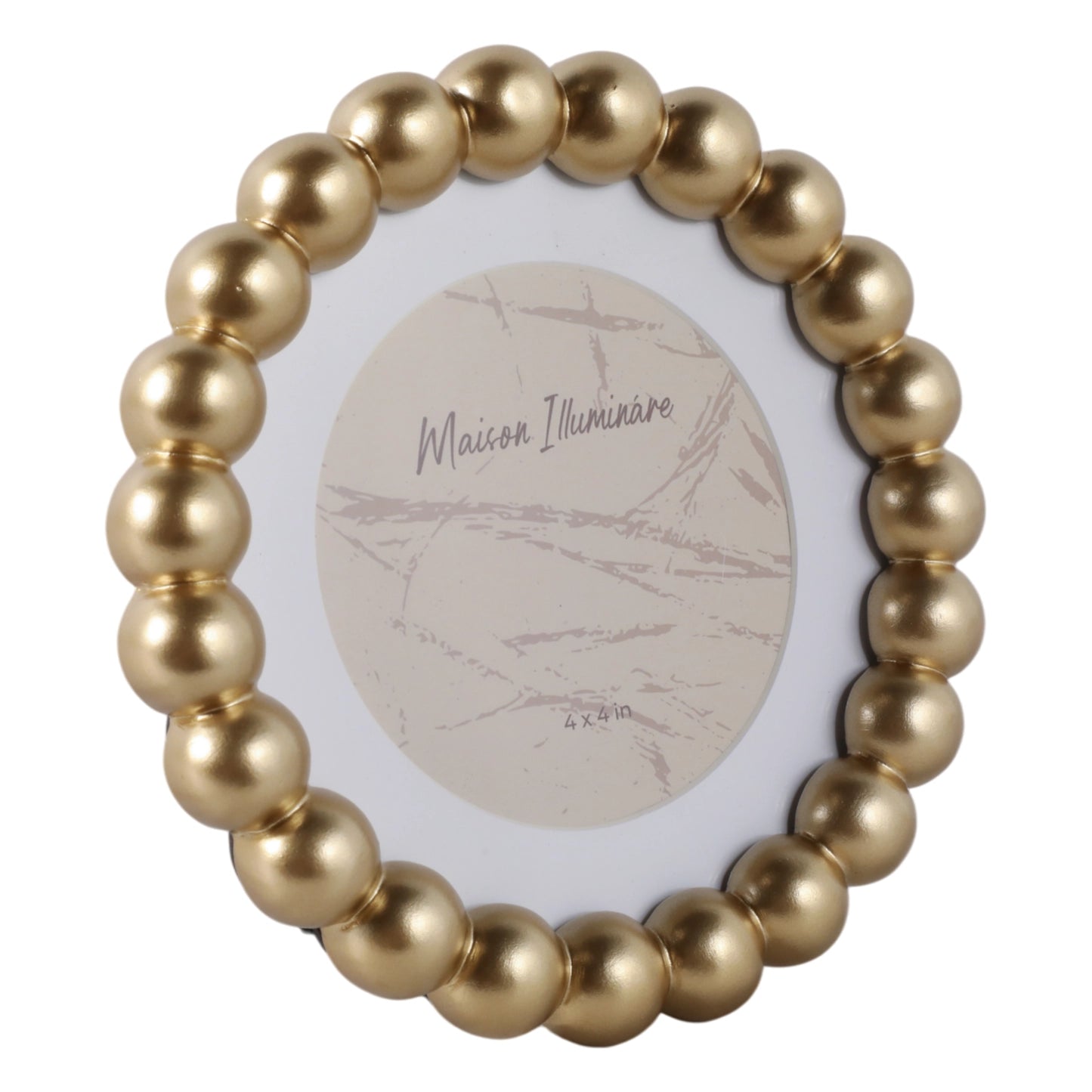 Round Beaded Photo Frame w/ Matte Gold Finish