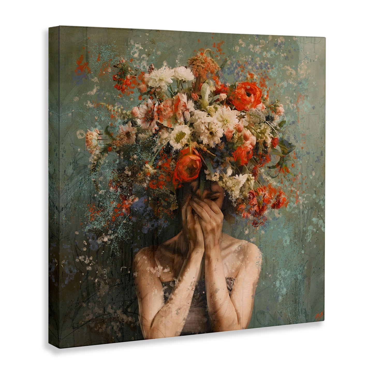 Floral Figure Portrait Wall Art 36x36"