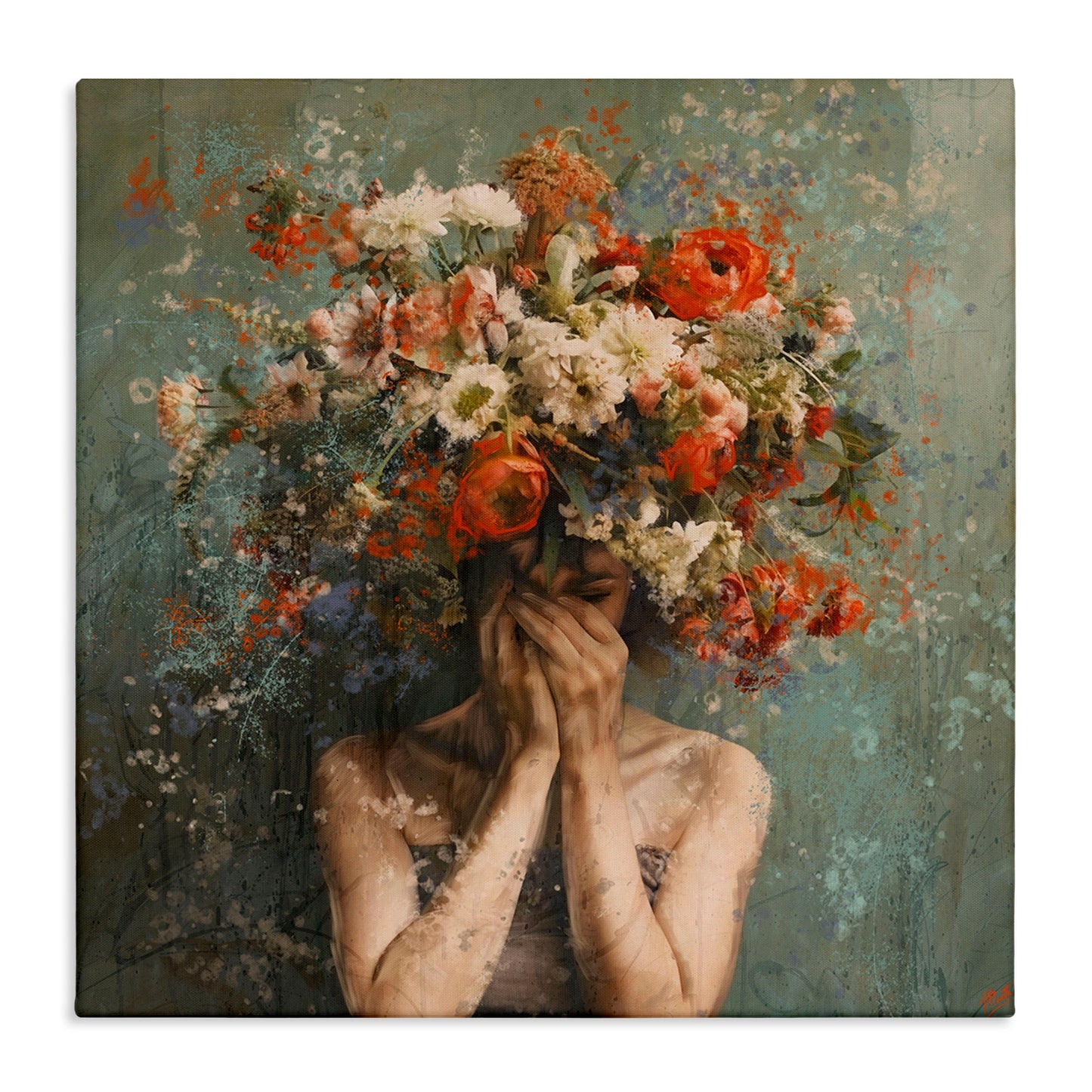 Floral Figure Portrait Wall Art 36x36"