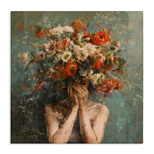 Floral Figure Portrait Wall Art 36x36"