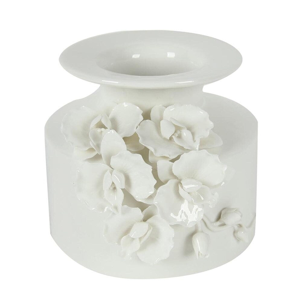Glossy White Floral Vase