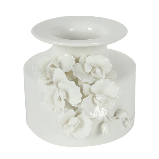 Glossy White Floral Vase