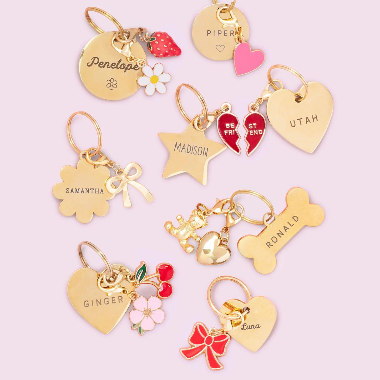 BFF Hearts Collar Charm Set by The Foggy Dog