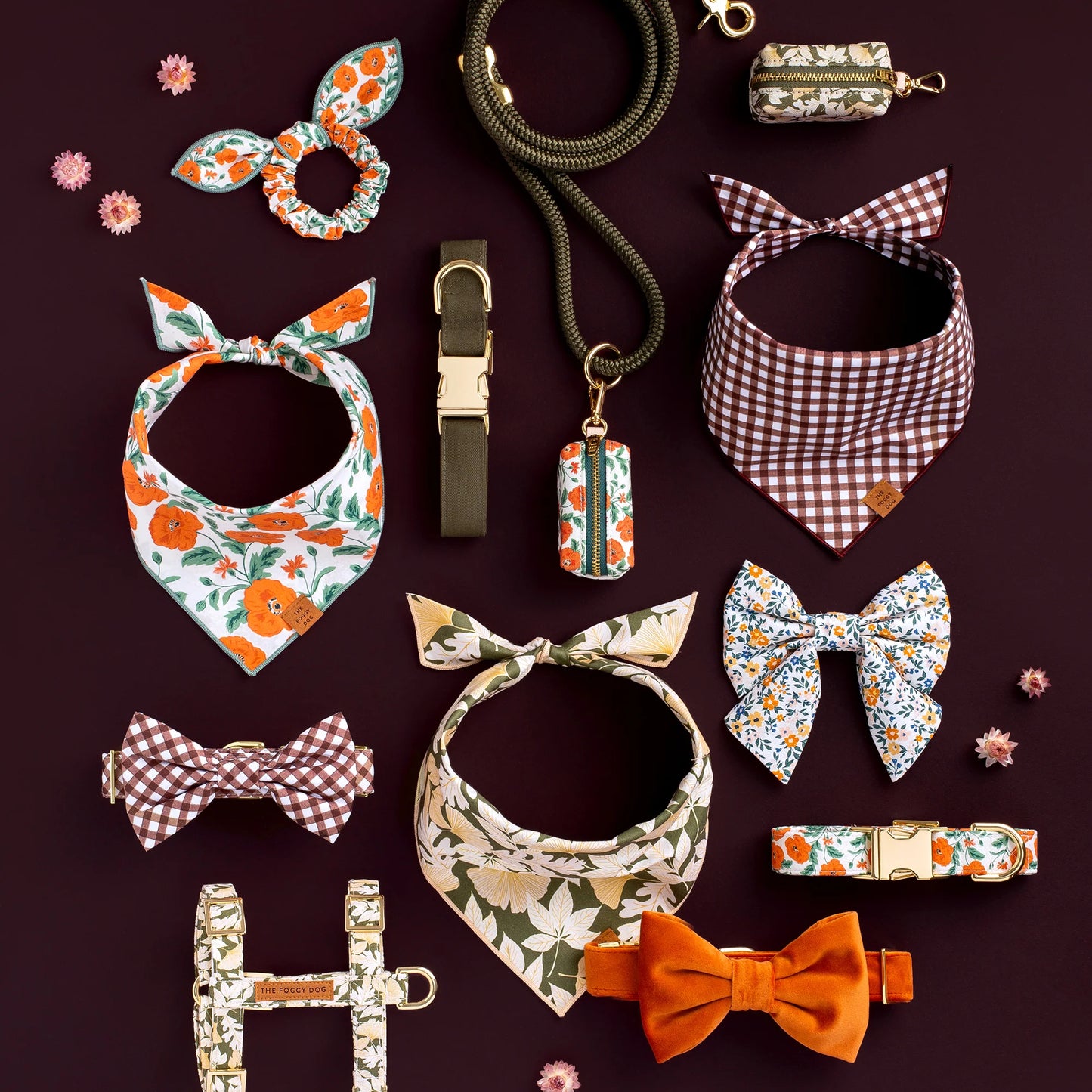 Pumpkin Velvet Dog Collar by The Foggy Dog