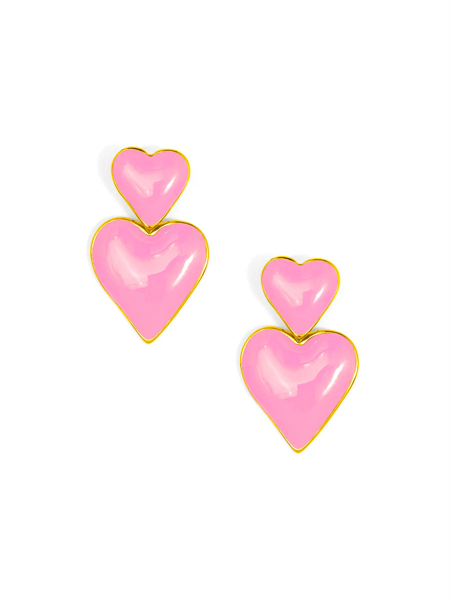 Enamel Stack Heart Drop Earrings (3 Colors)