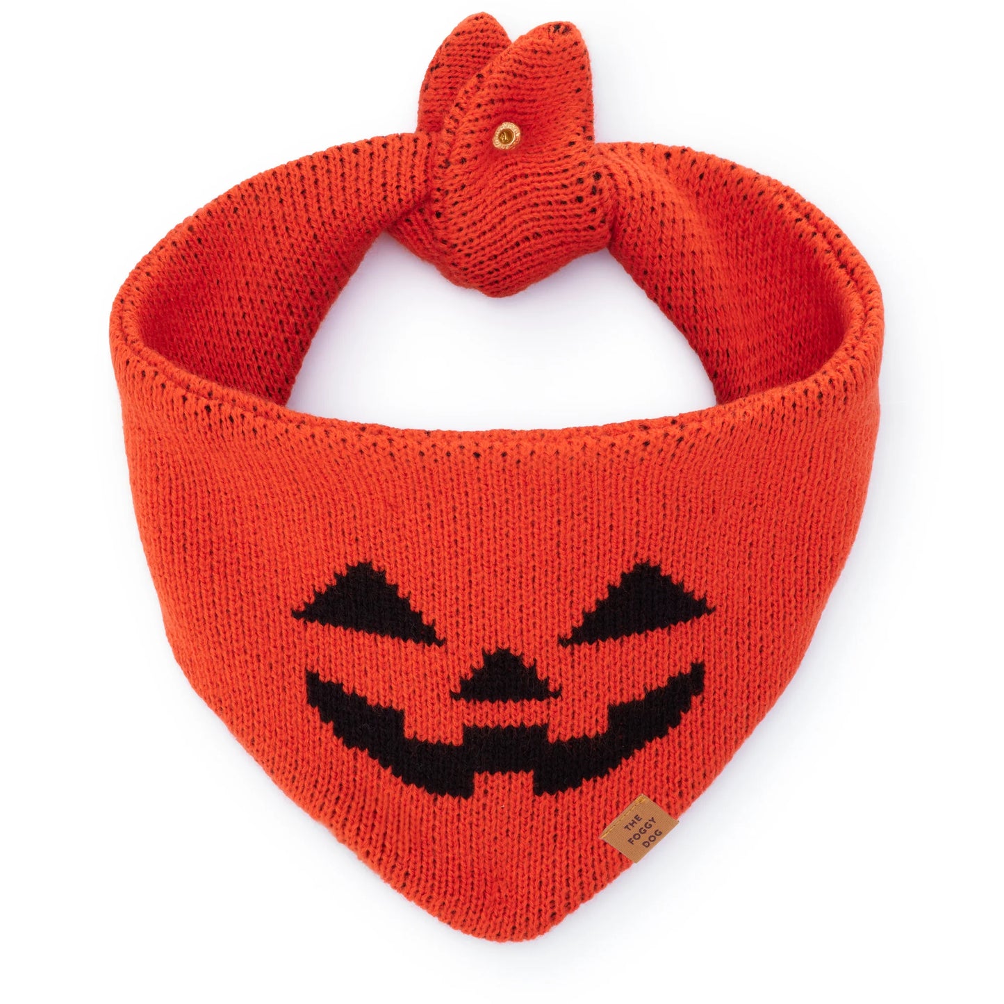 Jack-o’-Lantern Knit Dog Bandana by The Foggy Dog