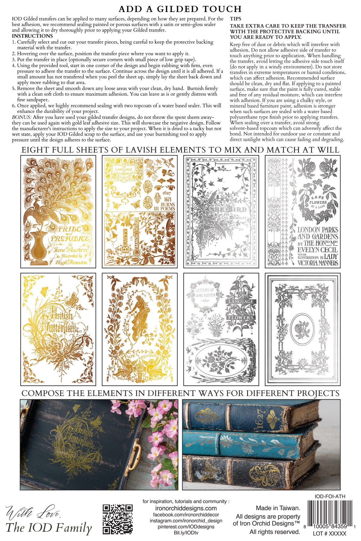 Athenaeum IOD Foil Transfer 8x12 Pad by Iron Orchid Designs - NEW!