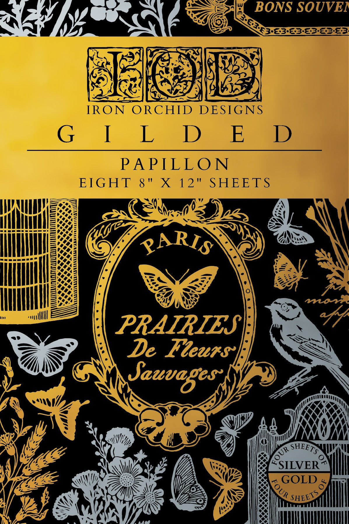 Papillon IOD Foil Transfer 8x12 Pad by Iron Orchid Designs