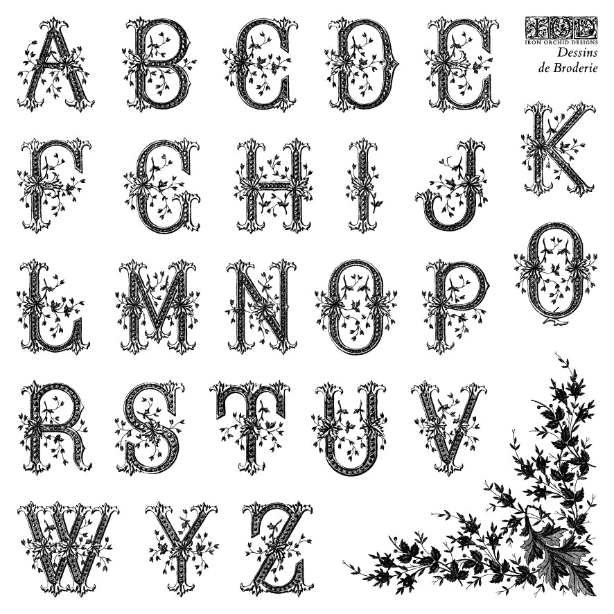Dessins de Broderie Labels 6x6 IOD Decor Stamp by Iron Orchid Designs - NEW!