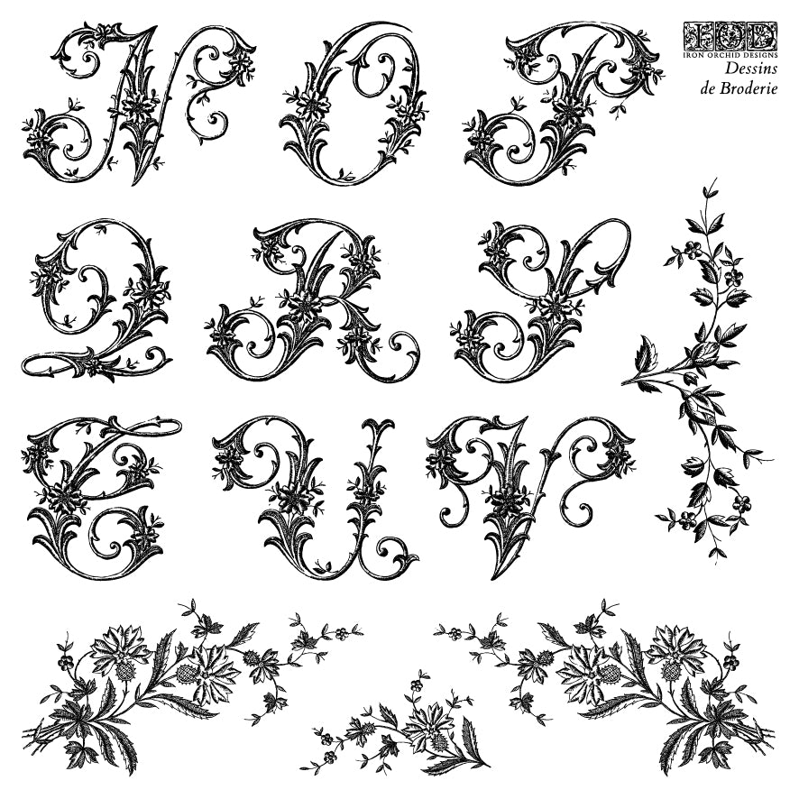 Dessins de Broderie Labels 6x6 IOD Decor Stamp by Iron Orchid Designs - NEW!