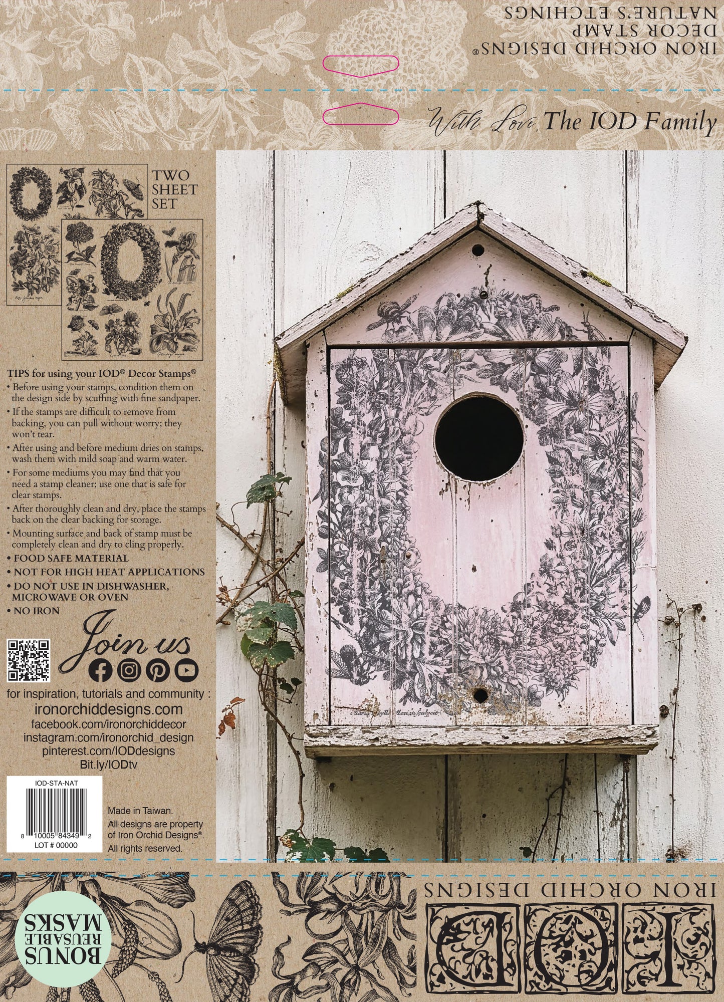 Nature's Etchings 12x12 IOD Decor Stamp by Iron Orchid Designs - NEW!