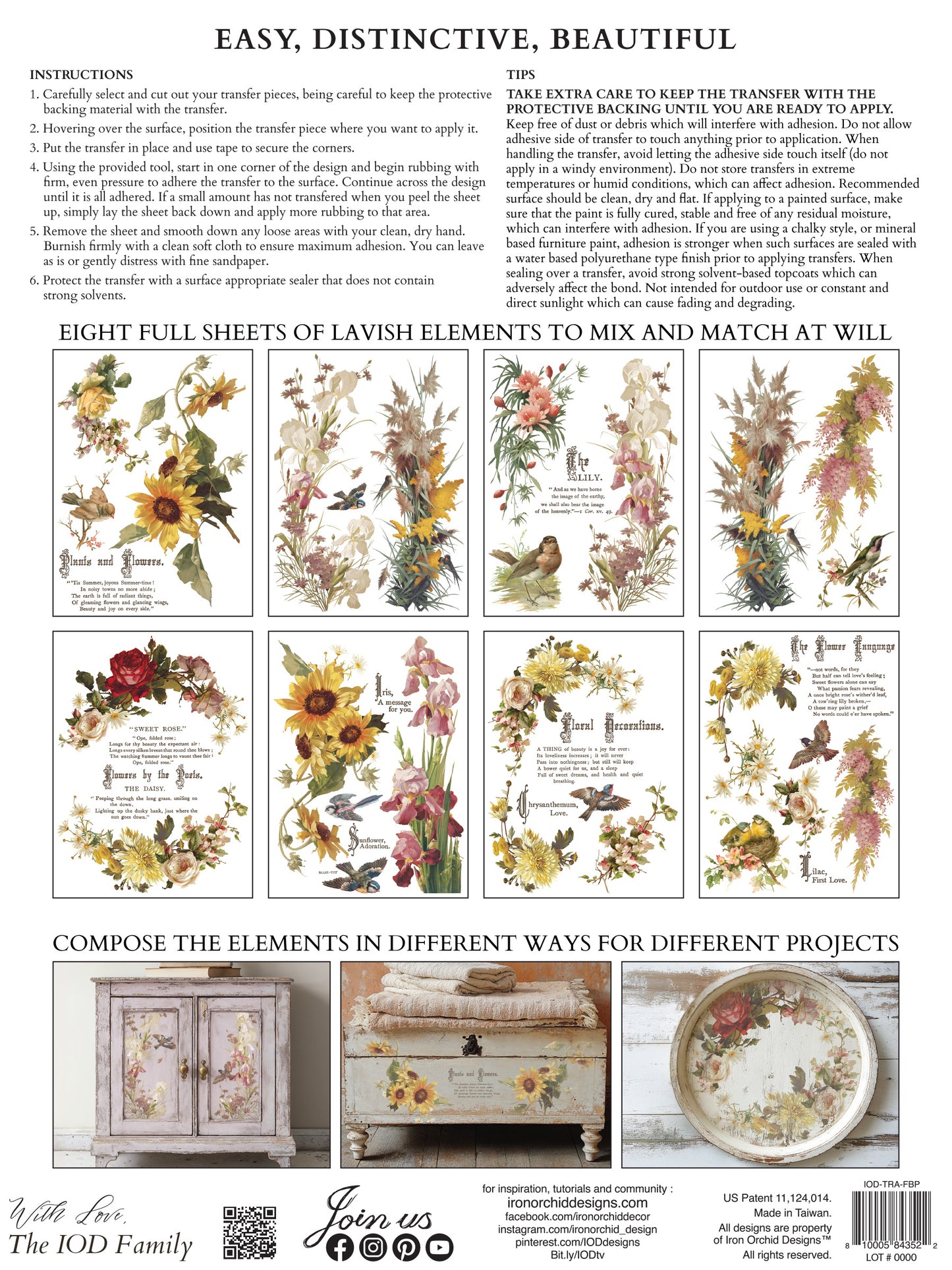 Flowers by the Poets IOD Transfer 12x16 Pad by Iron Orchid Designs - NEW!