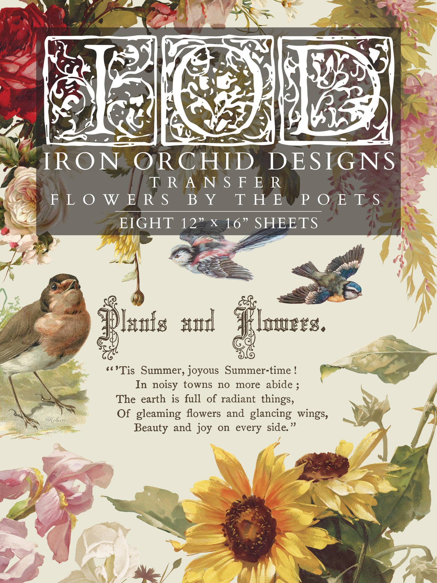 Flowers by the Poets IOD Transfer 12x16 Pad by Iron Orchid Designs - NEW!