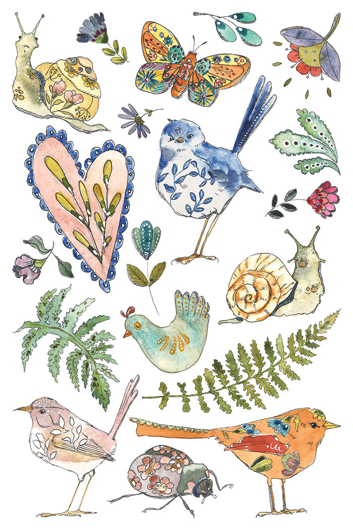 Fern Fables IOD Transfer 8x12 Pad by Iron Orchid Designs - NEW!
