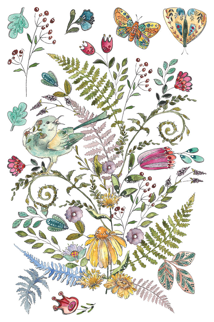 Fern Fables IOD Transfer 8x12 Pad by Iron Orchid Designs - NEW!