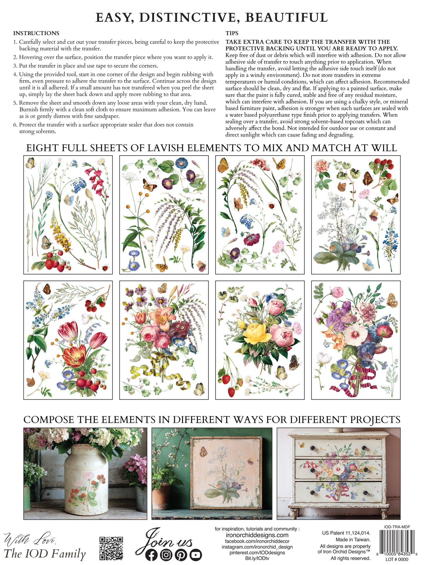Marché des Fleurs IOD Transfer 12x16 Pad by Iron Orchid Designs - NEW!