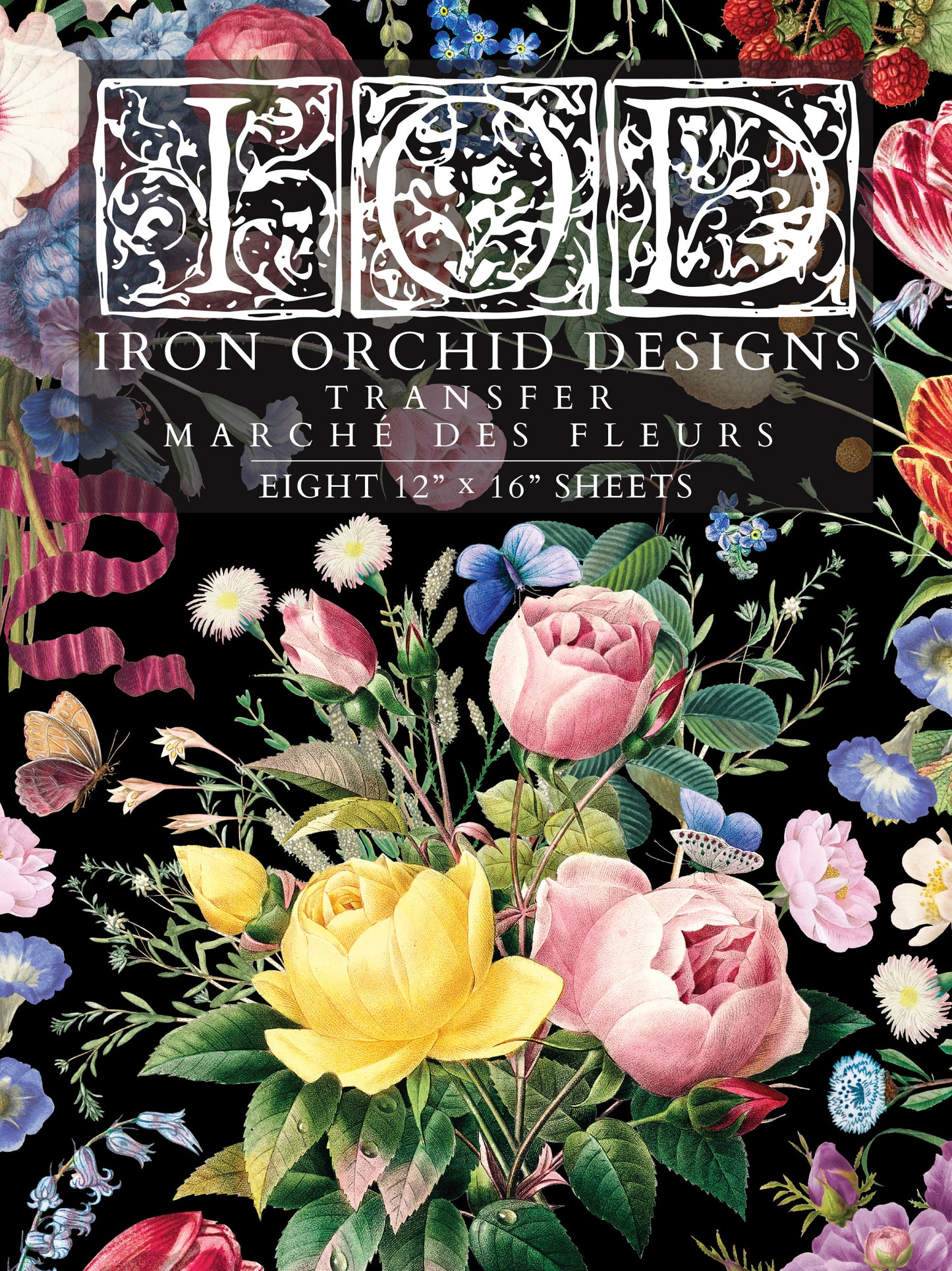 Marché des Fleurs IOD Transfer 12x16 Pad by Iron Orchid Designs - NEW!