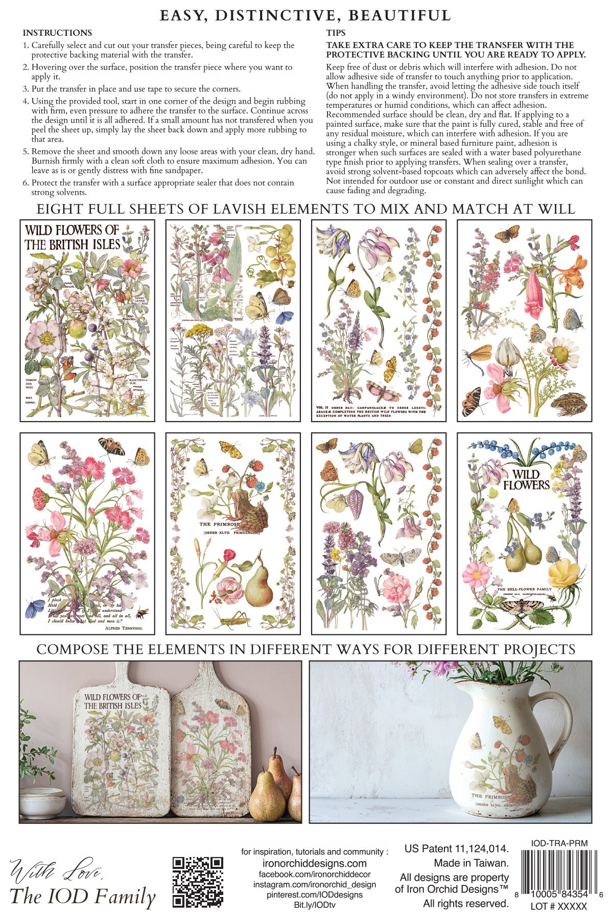 Primrose Isle IOD Transfer 8x12 Pad by Iron Orchid Designs - NEW!