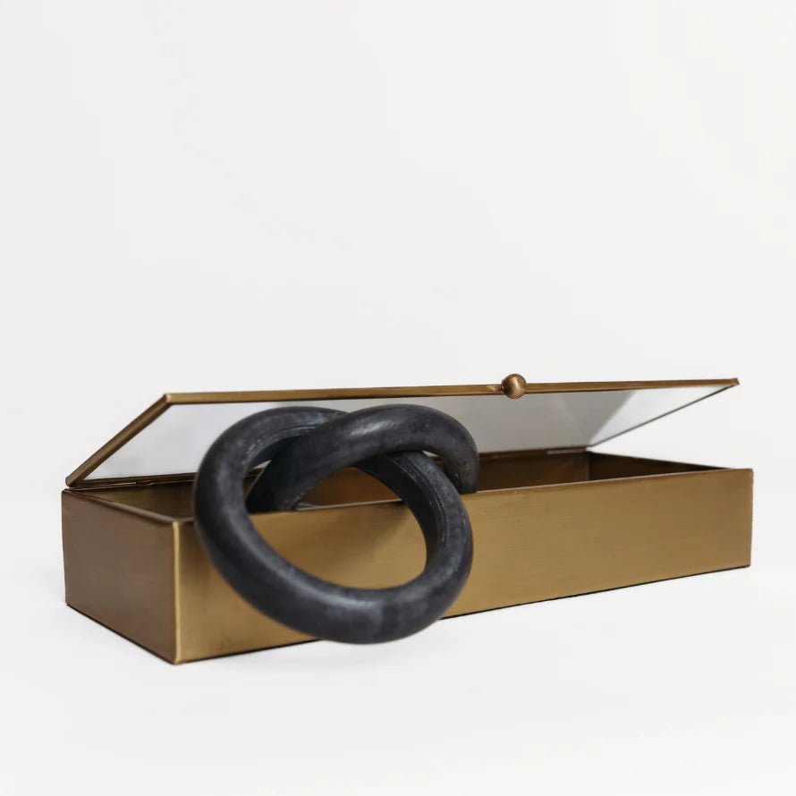 Decorative Mirrored Brass Box w/ Antique Finish