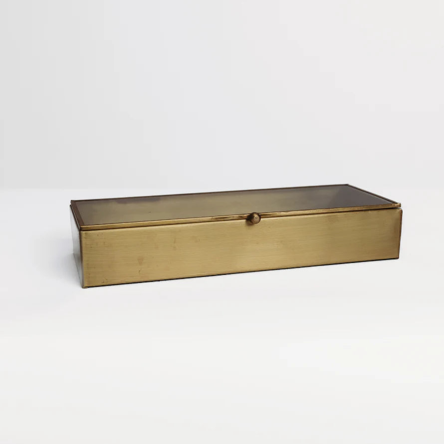 Decorative Mirrored Brass Box w/ Antique Finish