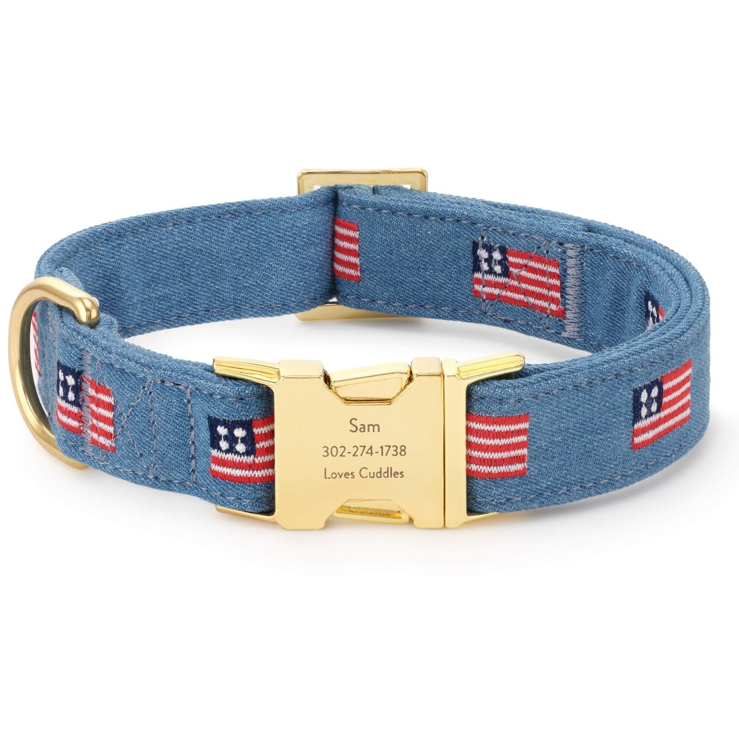 American Flag Embroidered Dog Collar by The Foggy Dog
