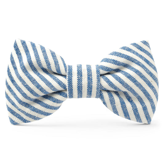 Lake Blue Stripe Dog Bow Tie by The Foggy Dog