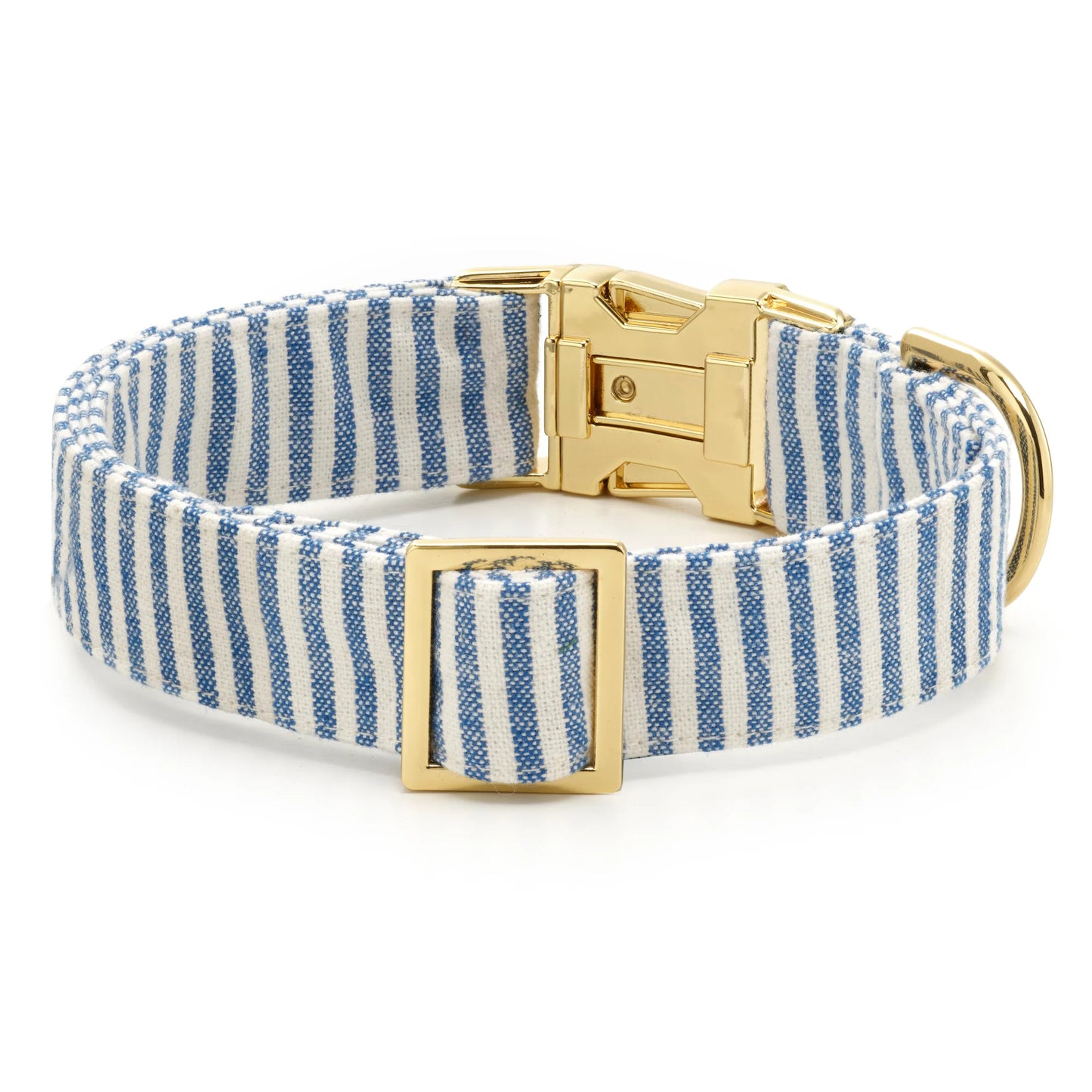 Lake Blue Stripe Dog Collar by The Foggy Dog