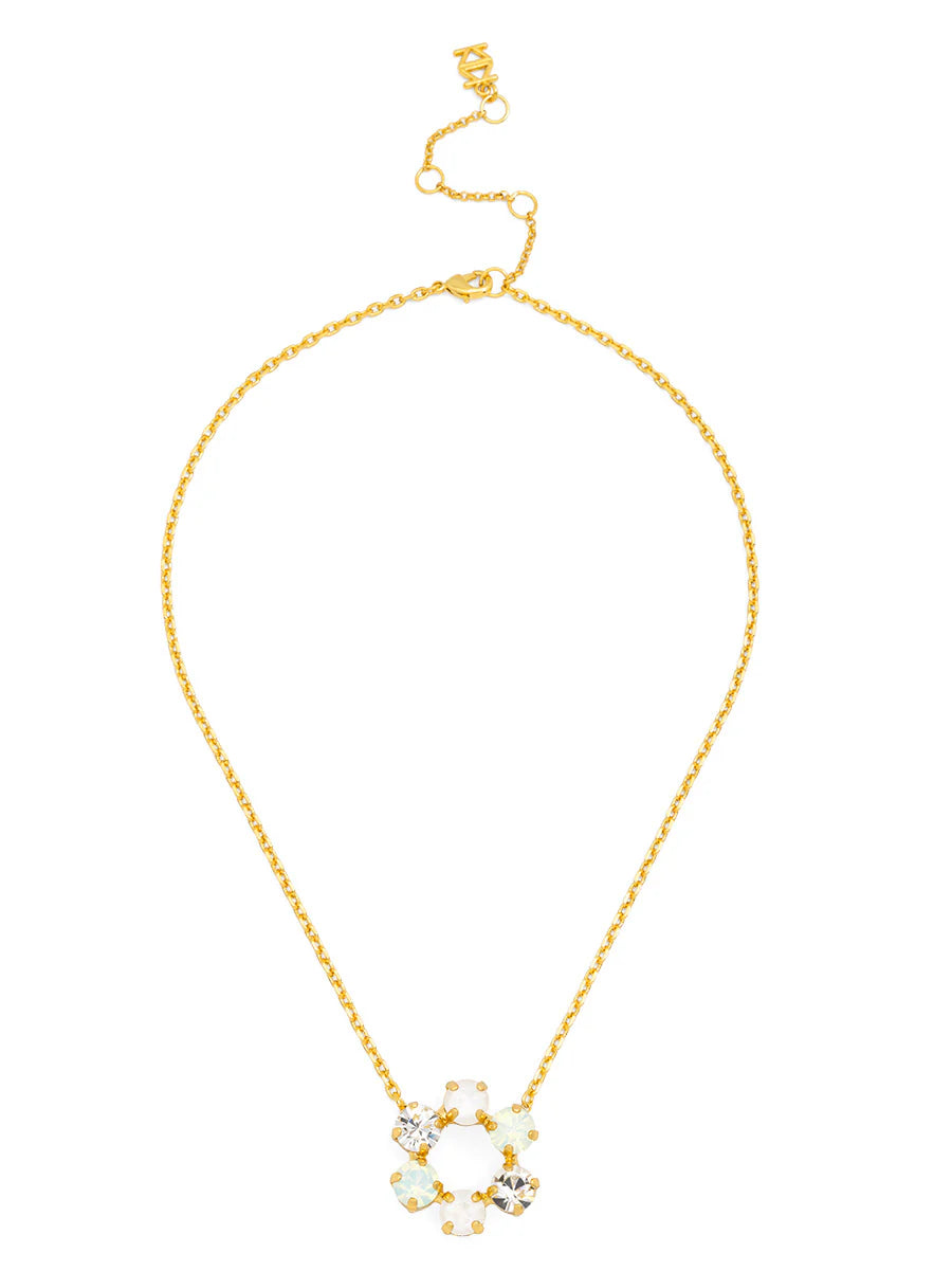 Front-Facing Crystal Collar Necklace - White