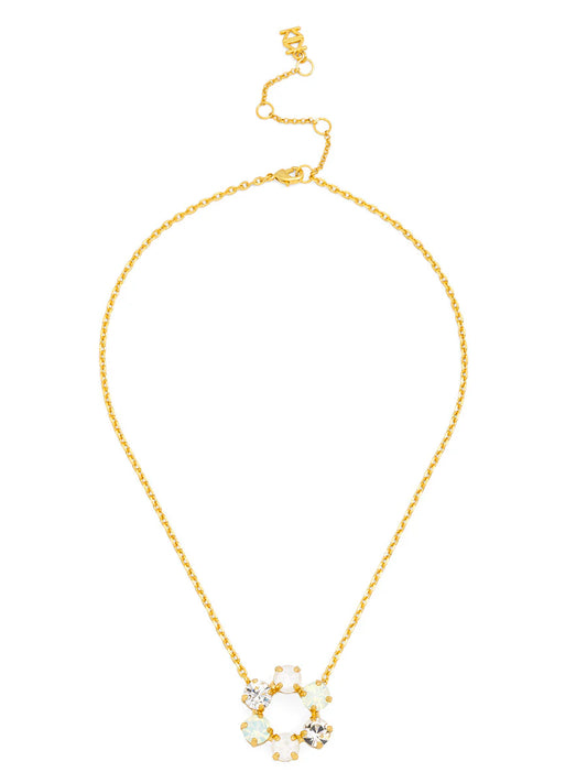 Front-Facing Crystal Collar Necklace - White