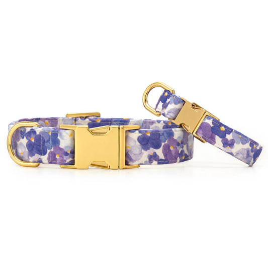 Pressed Pansies Dog Collar by The Foggy Dog