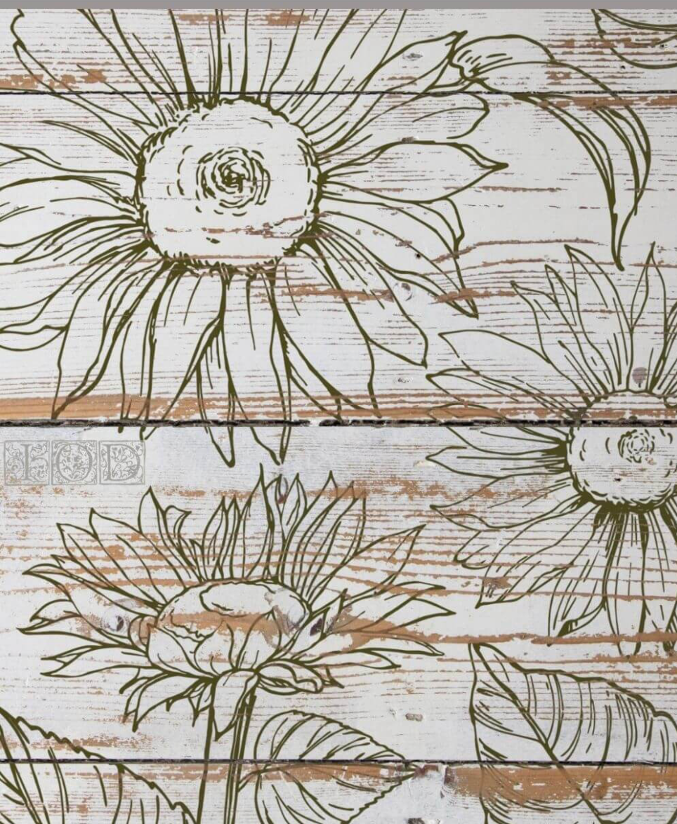 Sunflowers 12x12 IOD Decor Stamp by Iron Orchid Designs