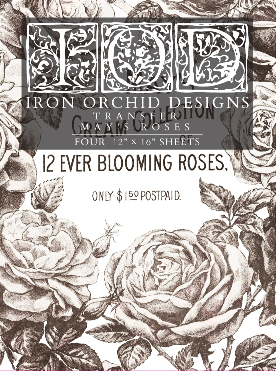 May's Roses IOD Transfer 12x16 Pad by Iron Orchid Designs