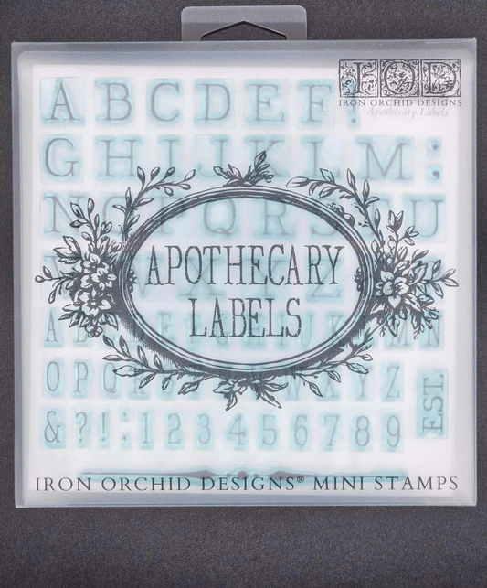 Apothecary Labels 6x6 IOD Decor Stamp by Iron Orchid Designs