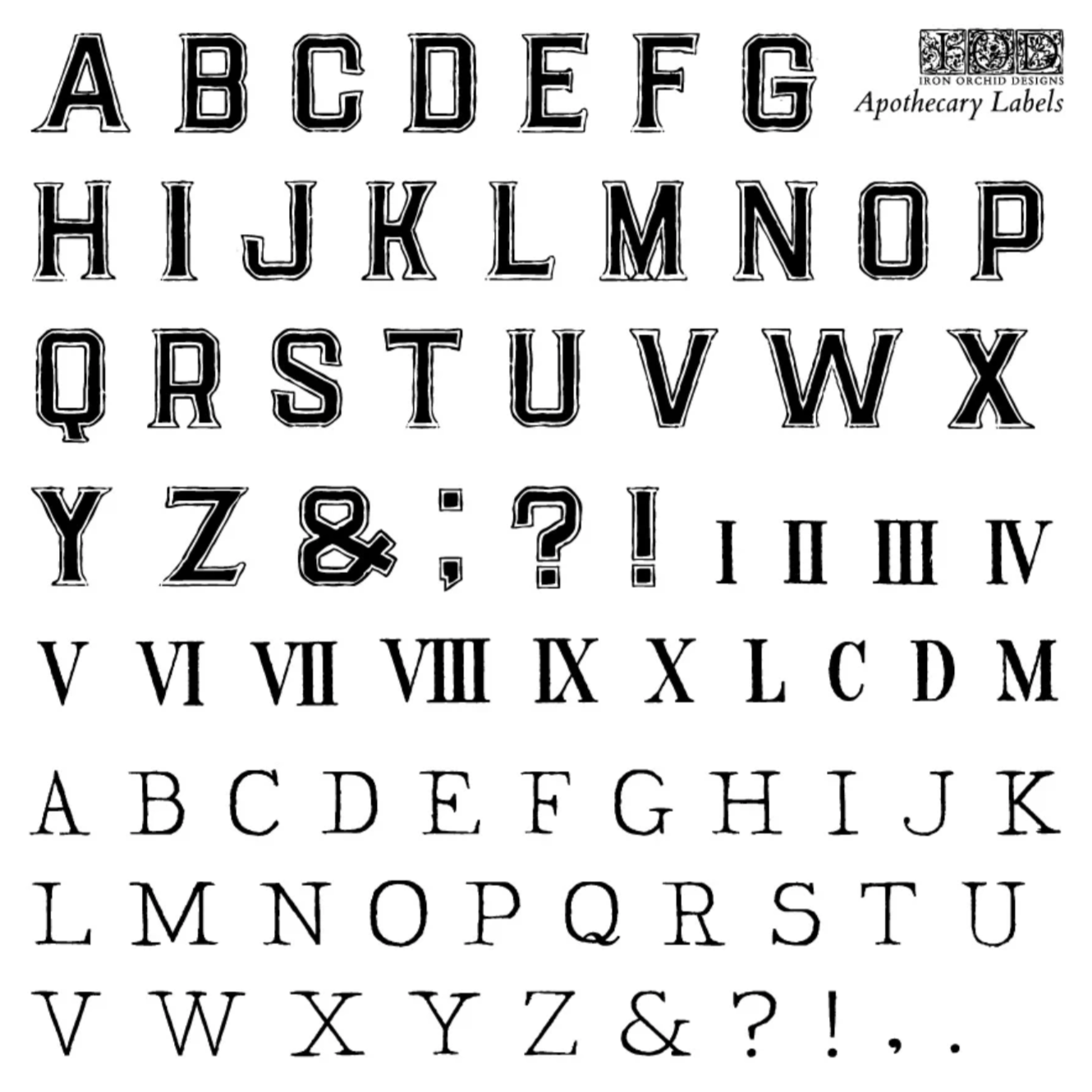 Apothecary Labels 6x6 IOD Decor Stamp by Iron Orchid Designs