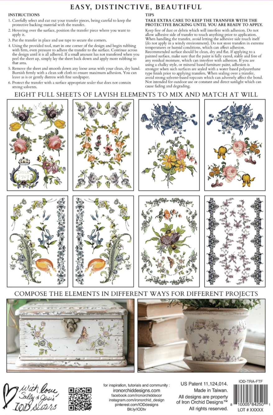 Fairytale Florals IOD Transfer 8x12 Pad by Iron Orchid Designs