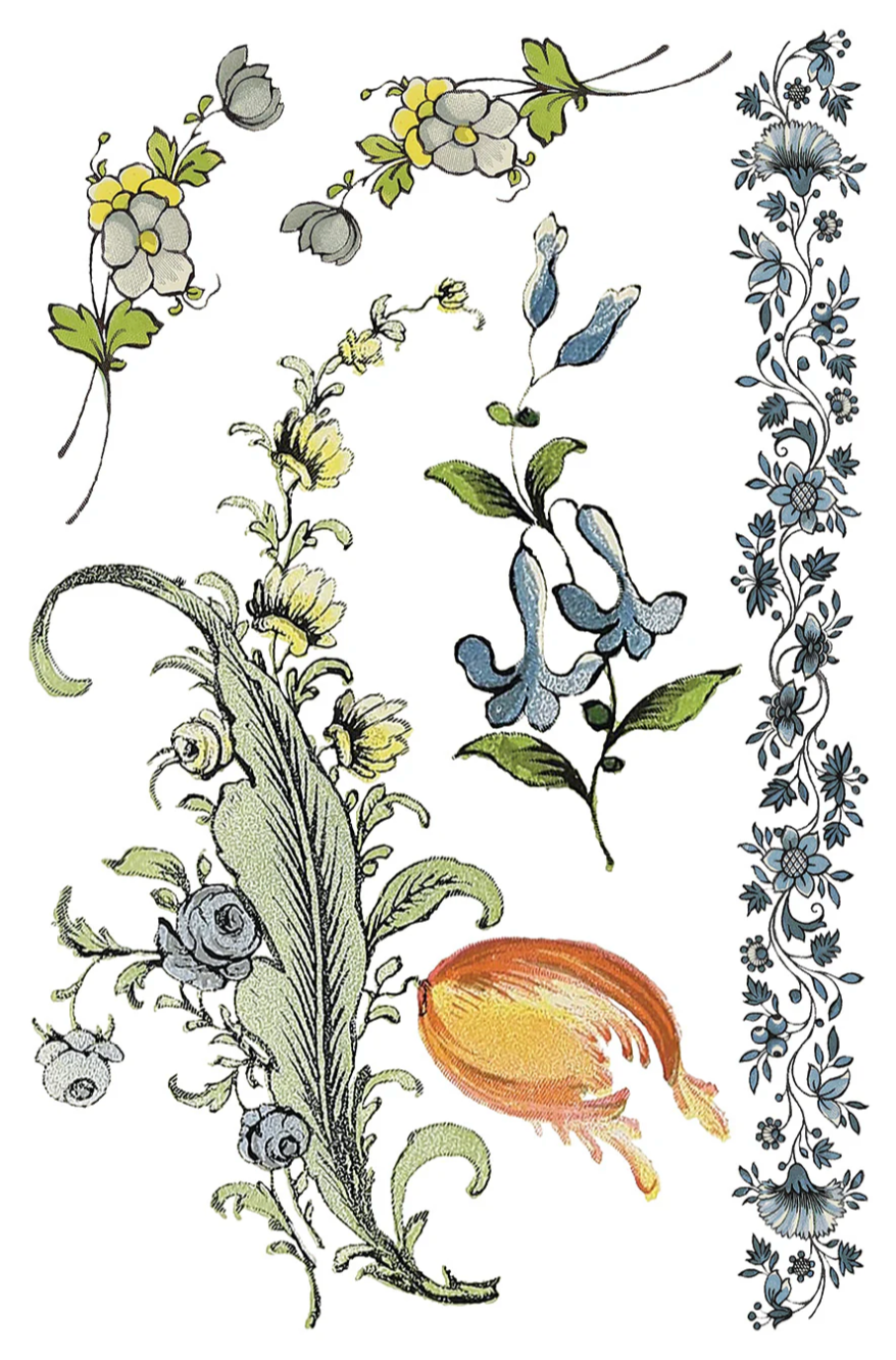 Fairytale Florals IOD Transfer 8x12 Pad by Iron Orchid Designs