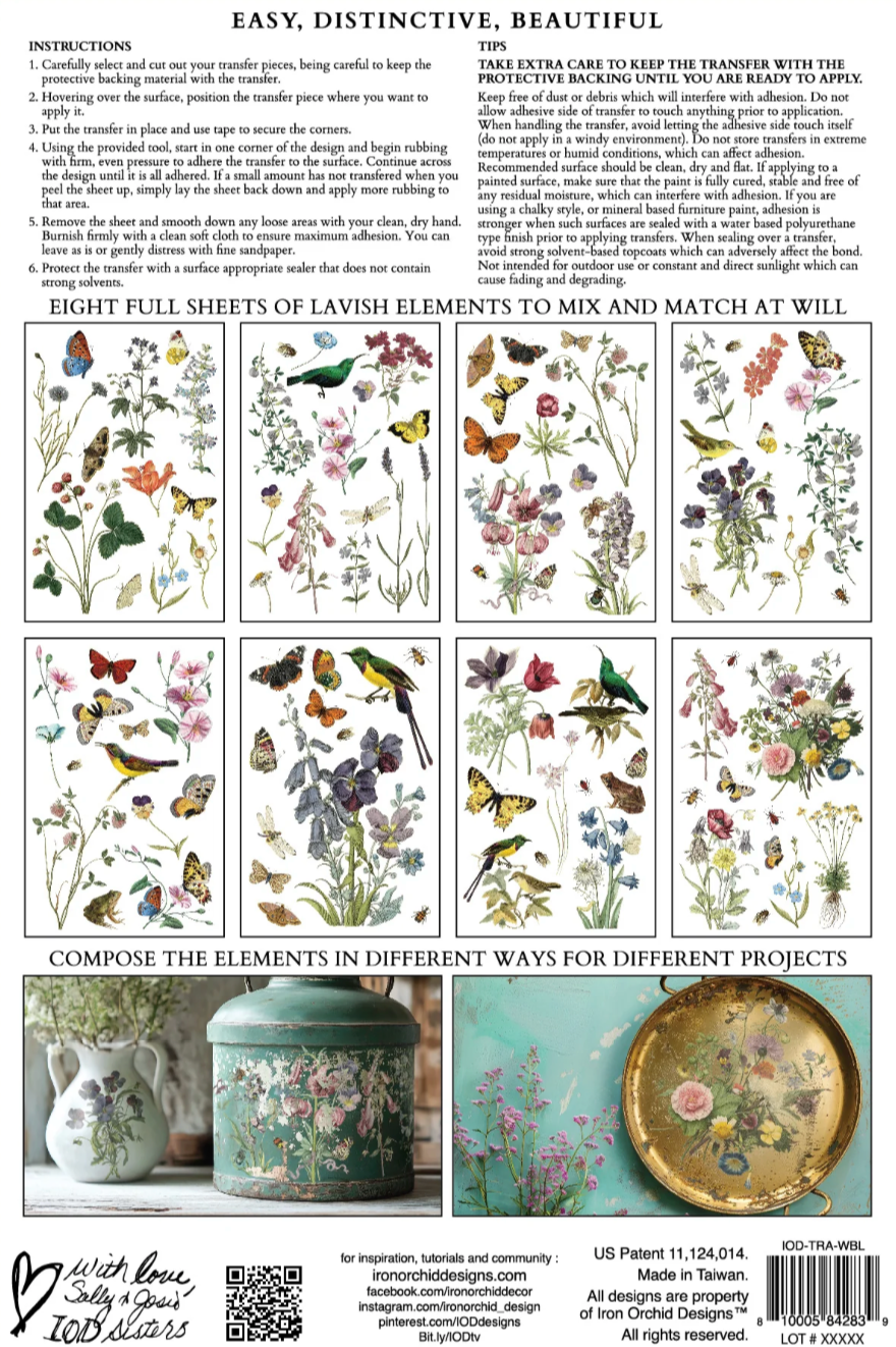Wilde Bloemen IOD Transfer 8x12 Pad by Iron Orchid Designs