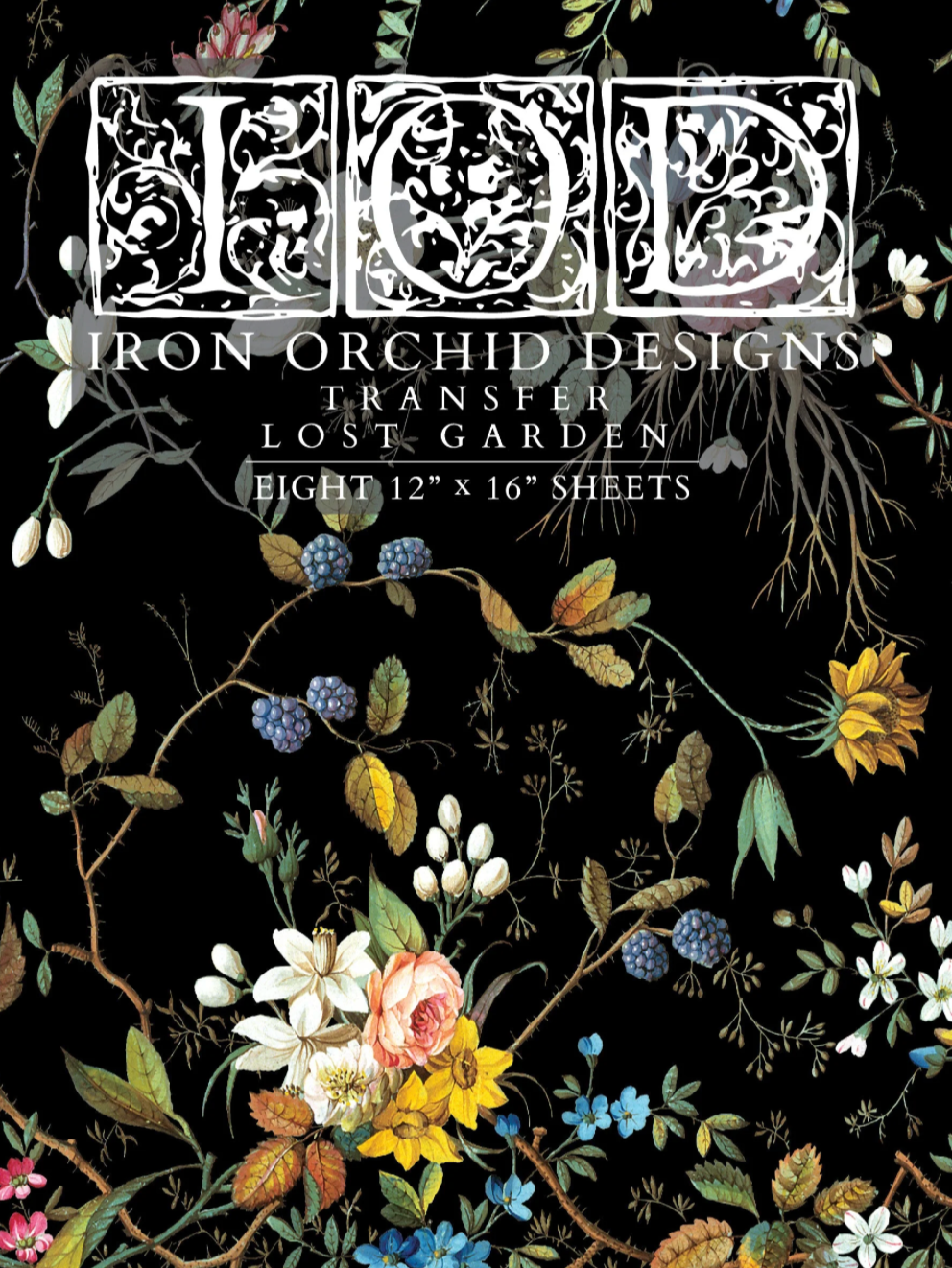 Lost Garden IOD Transfer 12x16 Pad by Iron Orchid Designs
