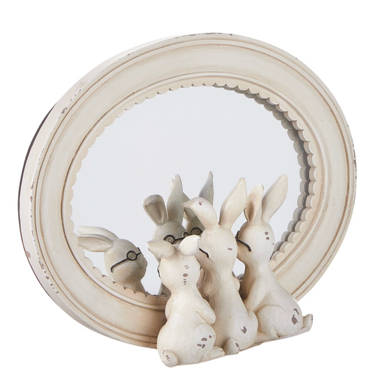8.25" Rabbits With Glasses Mirrored Decor