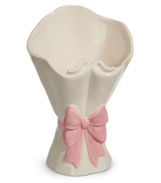 8.5" Pink Bow Planter