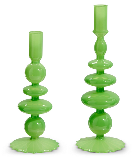 10.25" Green Candlesticks (Set of 2)