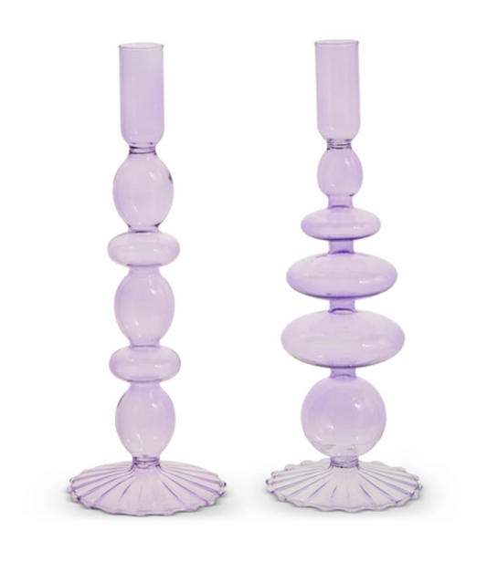 10.25" Light Purple Candlesticks (Set of 2)