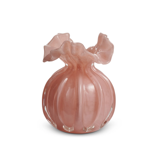 4.25" Pale Pink Ruffle Vase