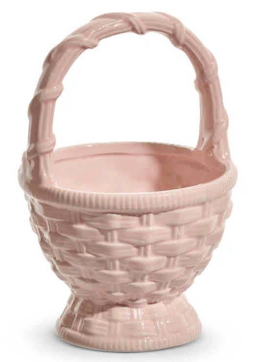 7.5" Pink Ceramic Basket