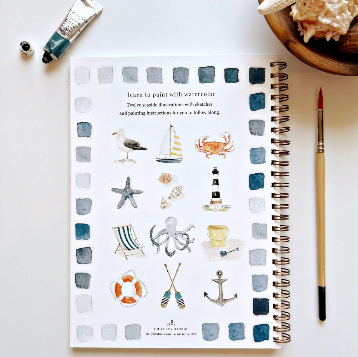 Seaside Watercolor Workbook by Emily Lex Studio