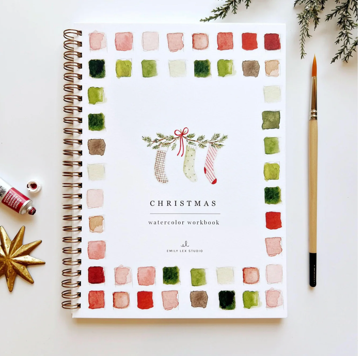 Christmas Watercolor Workbook by Emily Lex Studio