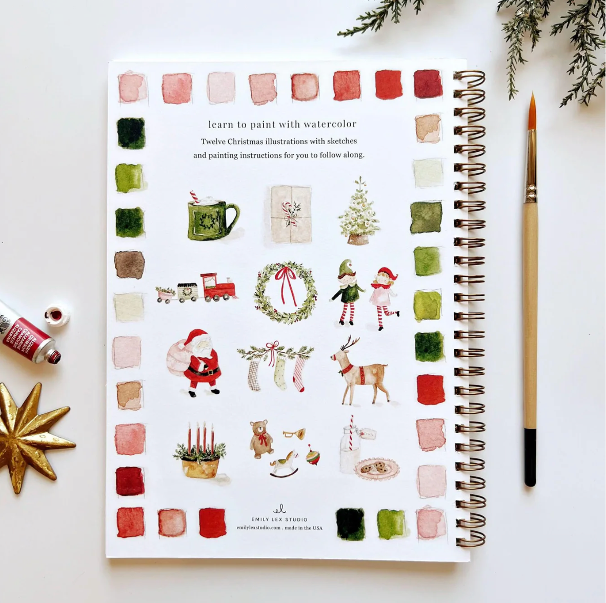 Christmas Watercolor Workbook by Emily Lex Studio